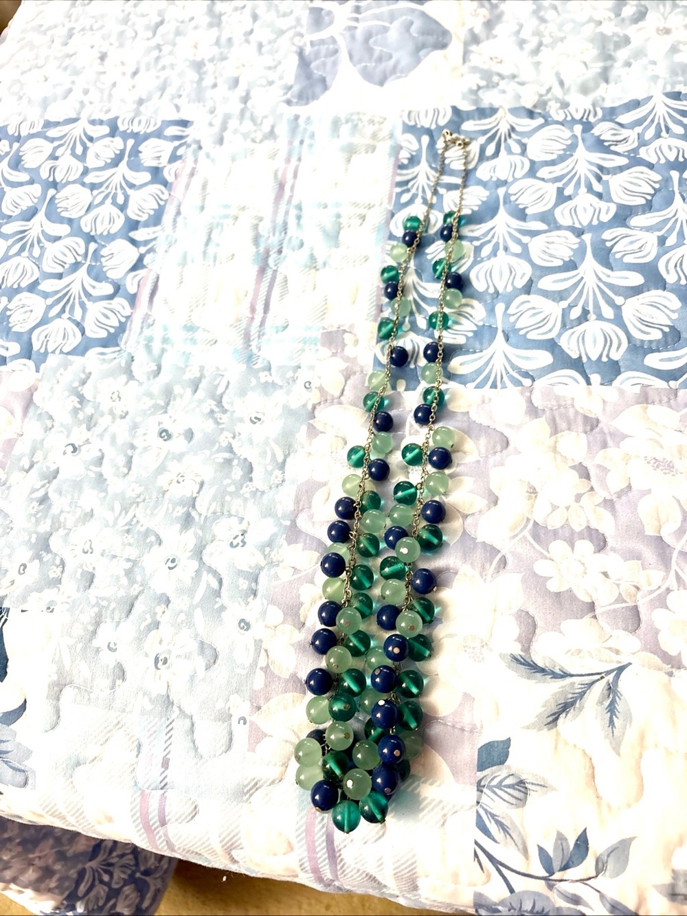 LOFT Multi-Strand Blue and Green Beaded Necklace